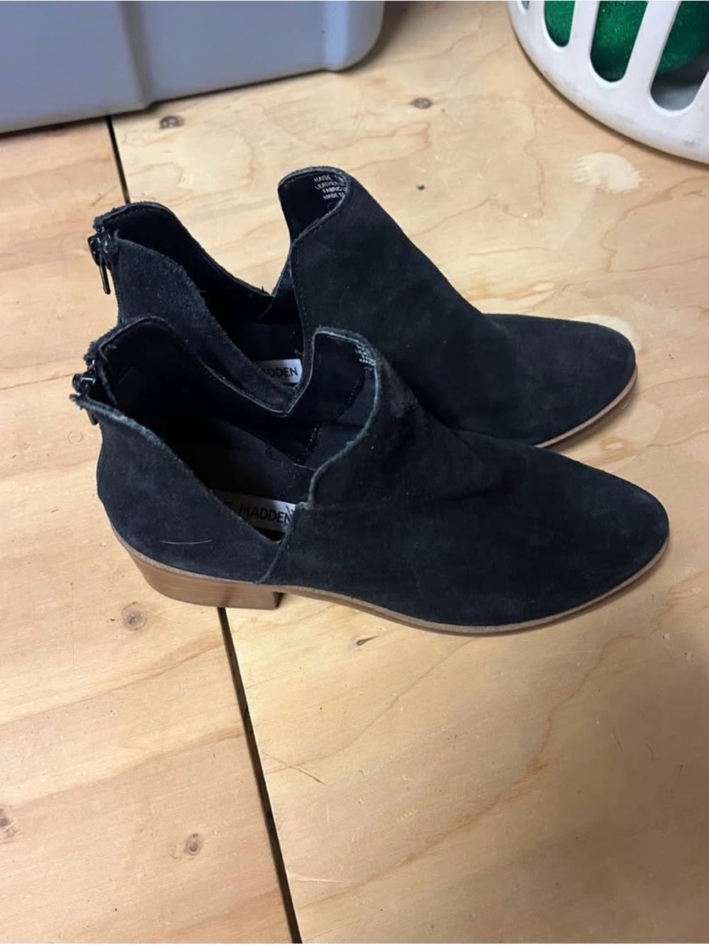Steve Madden Black Suede Cutout Ankle Booties